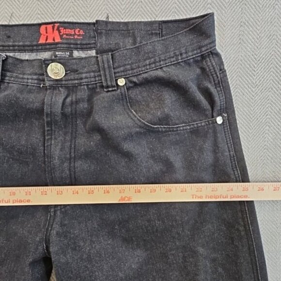 RK Jeans Co Premium Denim Jeans Men's W40 L34 Wide Leg Relaxed Dark EUC - Picture 4 of 12